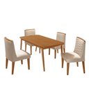 Ver imagem 2 de Mesa de Jantar Copper 120cm Tampo MDF com 4 Cadeiras Eloise Veludo Creme/Naturalle/Naturalle