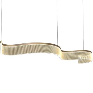 Pendente Seda Dourado Led 28w 3000k Bivolt Acrílico e Metal Iluminação Interna Moderna