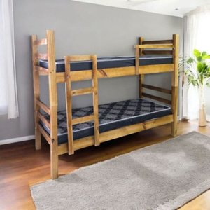 Beliche com 2 Colchões D20 Solteiro 78cm | Cor Imbuia | Estrutura Reforçada e Durável