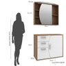 Conjunto Banheiro Gabinete Balcão Suspenso Mdf com Cuba Armário Espelho Led 3 Gavetas Marrom - 2
