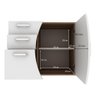 Conjunto Banheiro Gabinete Balcão Suspenso Mdf com Cuba Armário Espelho Led 3 Gavetas Marrom - 3
