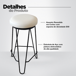 Kit 2 Banquetas Média para Cozinha Bar Balcão Bistrô Hairpin:offwhite - 4