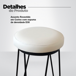 Kit 2 Banquetas Média para Cozinha Bar Balcão Bistrô Hairpin:offwhite - 3