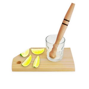 Kit Caipirinha Brasileira 3 Peças com Tábua de Frios - Socador e Copo