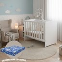 Ver imagem 1 de Berço Americano Katatau Flex 3 em 1 Vira Sofazinho e Mini Cama Infantil Branco Brilho com Colchão