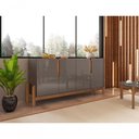 Ver imagem 3 de Buffet Agnes Cinza Pérola-Cedro 4 Portas 2 Prateleiras MDF-MDP 170cm