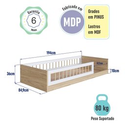 Cama de Chão Solteiro S/colchão C/protetor de Quinas em Silicone Affetto Aft015 Completa Móveis - 4