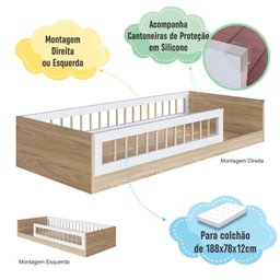 Cama de Chão Solteiro S/colchão C/protetor de Quinas em Silicone Affetto Aft015 Completa Móveis - 8