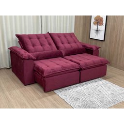 Sofá Retrátil Reclinável 2,30 M Vinho 323 Maricá - 2