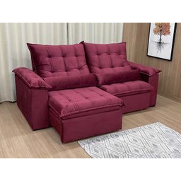 Sofá Retrátil Reclinável 2,30 M Vinho 323 Maricá - 3