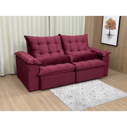 Sofá Retrátil Reclinável 2,30 M Vinho 323 Maricá - 4