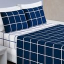 Ver imagem 1 de Jogo de Cama Com Lençol de Cima 200 fios Austin Queen 04 Peças - Marinho Bia Enxovais