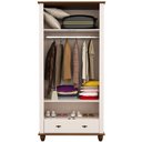Ver imagem 4 de Guarda Roupa Solteiro Alegra S05 2 Portas de Bater 1 Gaveta MDF e Pinus Off White Nogueira Lyam