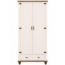 Ver imagem 3 de Guarda Roupa Solteiro Alegra S05 2 Portas de Bater 1 Gaveta MDF e Pinus Off White Nogueira Lyam