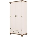 Ver imagem 2 de Guarda Roupa Solteiro Alegra S05 2 Portas de Bater 1 Gaveta MDF e Pinus Off White Nogueira Lyam