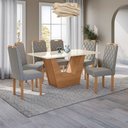 Ver imagem 1 de Conjunto Sala de Jantar Verbana Kappesberg 6 Cadeiras Veludo Titanio