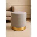 Ver imagem 1 de Puff com Rodape Dourada Cinza Linho