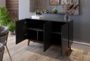 Ver imagem 5 de Buffet Aparador 3 Portas MDF com Pés de Madeira Ares Preto