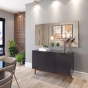 Ver imagem 2 de Buffet Aparador 3 Portas MDF com Pés de Madeira Ares Preto
