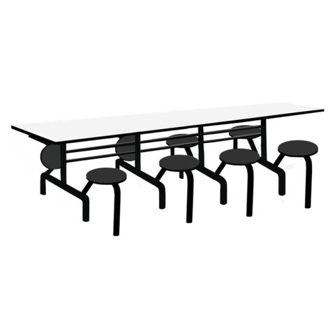 Mesa p/ Refeitório Escamoteável 08 Lugares - MDF Branco de 25 mm - Art Viva - 50047