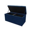 Ver imagem 4 de Kit Cabeceira e Calçadeira Baú Dunas Queen 160 Cm - Veludo Azul