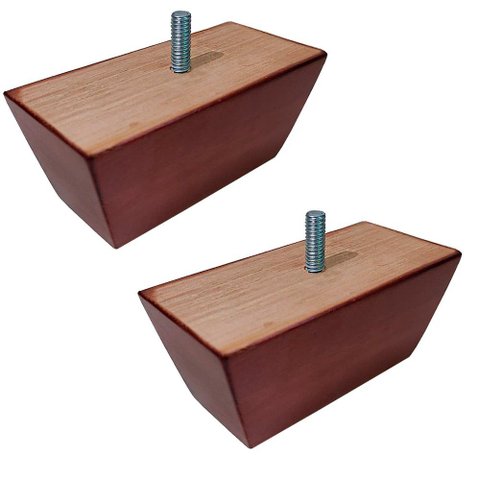 Kit 2 Pés de Madeira Retangular para Sofá Poltrona 5cm - Monari Design