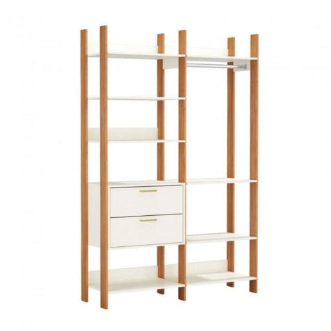 Closet Modulado 2pc 1,45m 2 Gavetas Cabide e Prateleiras Tw403 Dalla Costa