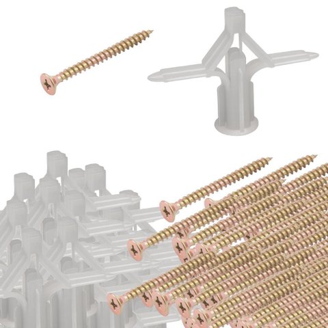 Kit 50 Parafusos+ 50 Bucha Plastica Drywall 04a16mm