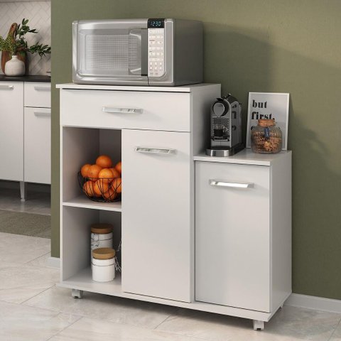 Armário de Cozinha Balcão Multiuso para Microondas Multimóveis Mp2189 Branco