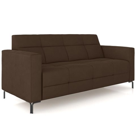 Sofá 3 Lugares Sala Living Industrial 200cm Senna K01 Veludo Marrom - Lyam Decor