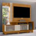 Ver imagem 1 de Estante Home Theater 2 Portas com Espelho Led Frizz Plus - Cinamomo/off White