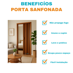 Porta Sanfonada Pvc 1,46m Mogno - 4