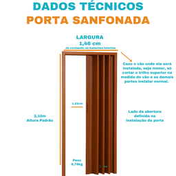 Porta Sanfonada Pvc 1,46m Mogno - 3