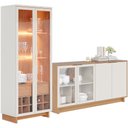Ver imagem 1 de Kit para Sala de Jantar Buffet Áustria C04 com Cristaleira Malibu Freijó Off White - Lyam Decor