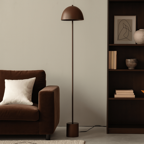 Luminária de Piso Abajur Chão Komaco Slim Marrom Cortem