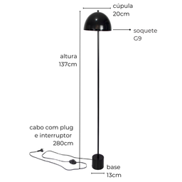 Luminária de Piso Abajur Chão Komaco Slim Marrom Cortem - 2