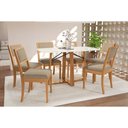 Ver imagem 1 de Conjunto Mesa Elma Premium Madeira Maciça C/ Tampo Madeirado C/ Vidro 170x90cm e 6 Cadeiras Alice
