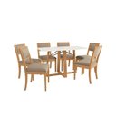 Ver imagem 6 de Conjunto Mesa Elma Premium Madeira Maciça C/ Tampo Madeirado C/ Vidro 170x90cm e 6 Cadeiras Alice