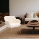 Ver imagem 2 de Poltrona Decorativa Jade Pés Palito Ouro Fosco Bouclé Off White - Nexta Casa