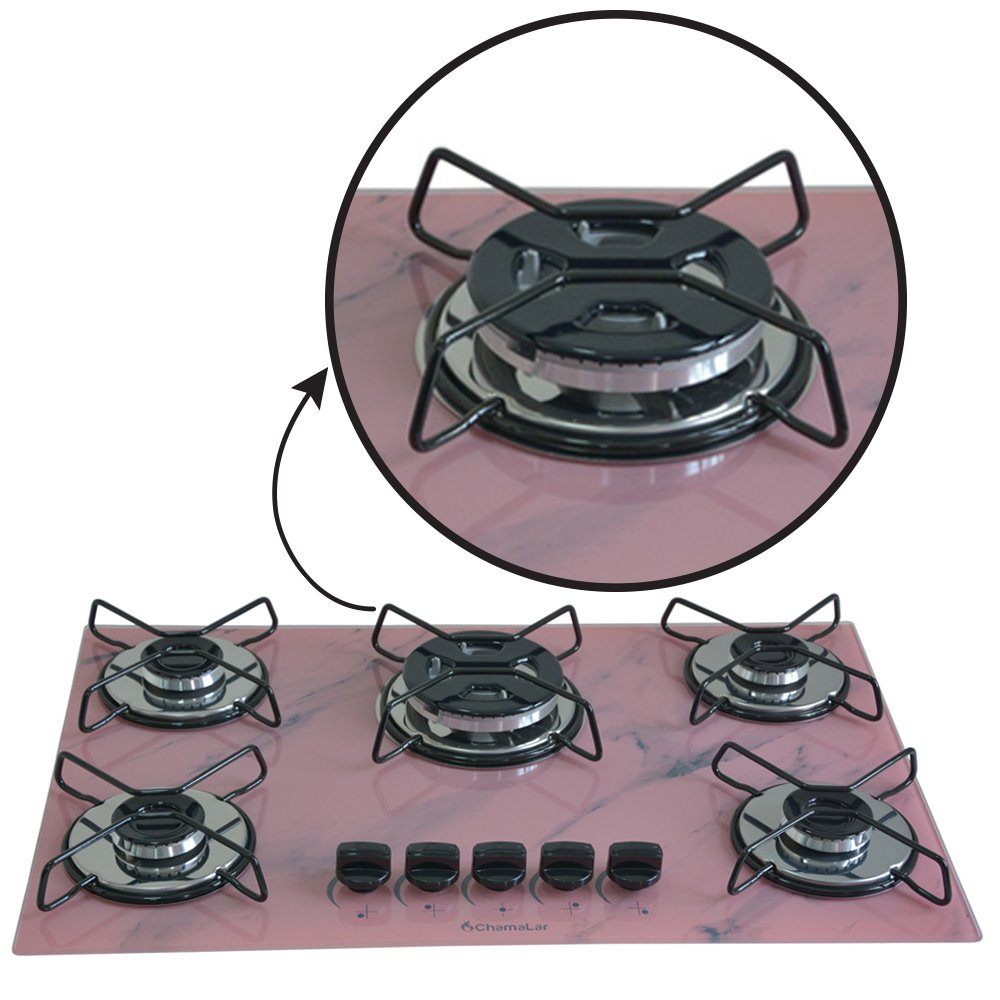 Cooktop 5bocas Tripla Chama 127/220v Marmo Rosa - 4