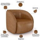 Ver imagem 4 de Kit Sofá 4 Lugares Eron 240cm com Poltrona Giratória Angelina M03 Couríssimo Whisky - Lyam Decor