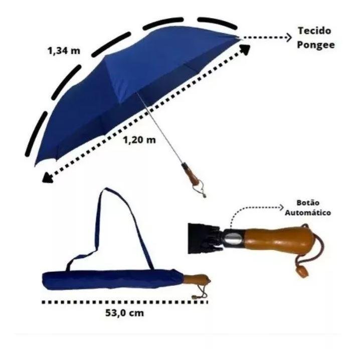 Guarda-chuva Automático Abre Fica Grande Voyagem Marrom - 5