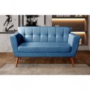 Ver imagem 2 de Sofá Namoradeira Bruna 2 Lugares 142cm Azul Linho 330 Bella Decor