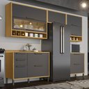 Ver imagem 1 de Armário de Cozinha Modulada com Balcão e Tampo 8 Portas 4 Gavetas Ágata 100% Mdf Vidro Reflecta Amên