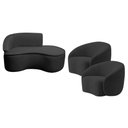 Ver imagem 2 de Kit Divã Recamier Orgânico Marrocos 150cm Lado Direito e 2 Poltronas Amore Linho Preto