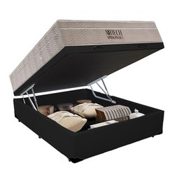 Cama Baú Casal Sintético + Colchão Ortobom Airtech Molas Ensacadas 65x138x188 Preto - 6