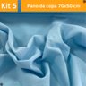 05 Pano de Prato Cozinha 70x50 Cm Varias Cores Liso Kit Top - Azul-celeste - Liso - 3
