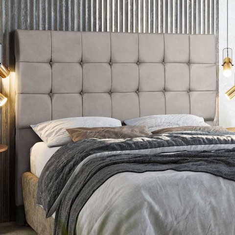 Cabeceira Estofada Box King Dubai 1,95cm Vamfer Estofados Veludo Marrom Caramelo