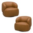 Ver imagem 1 de Kit 2 Poltronas Decorativas Verona Sala de Estar Base Giratória em Aço Couro Caramelo G88 - Gran Bel