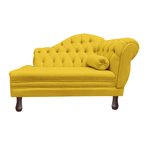 Recamier Sofá Esquerdo Larissa 120cm Sala Suede Amarelo - Incasa Decor